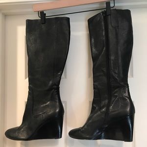 Beautiful Nine West wedge heel knee high boots